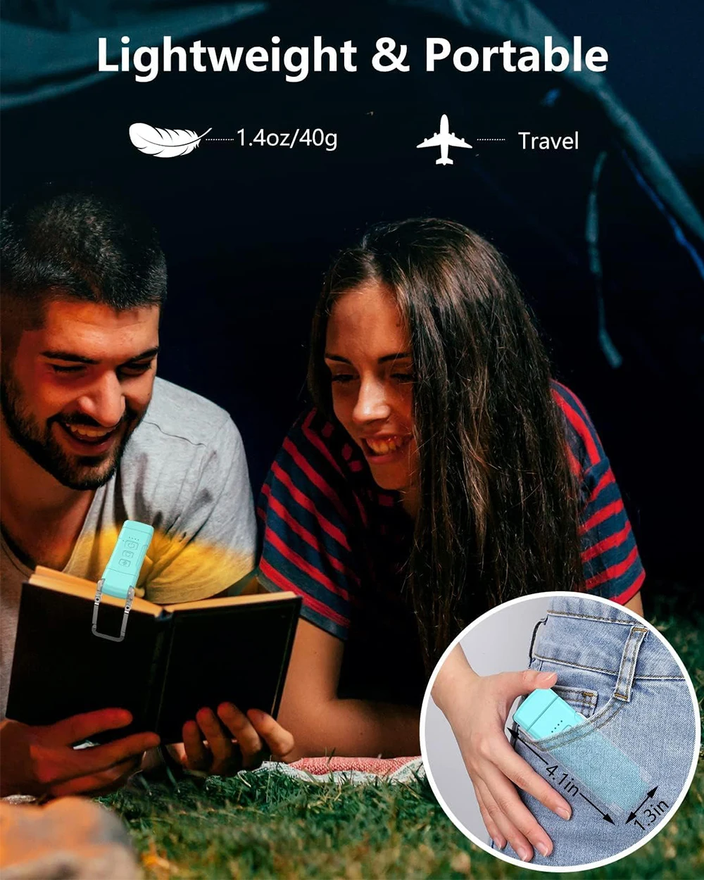 Book Reading Light with Timer Rechargeable Light for Reading in Bed Clip-on Bookmark Lamp 3 Amber Colors 5 Brightness Dimmable