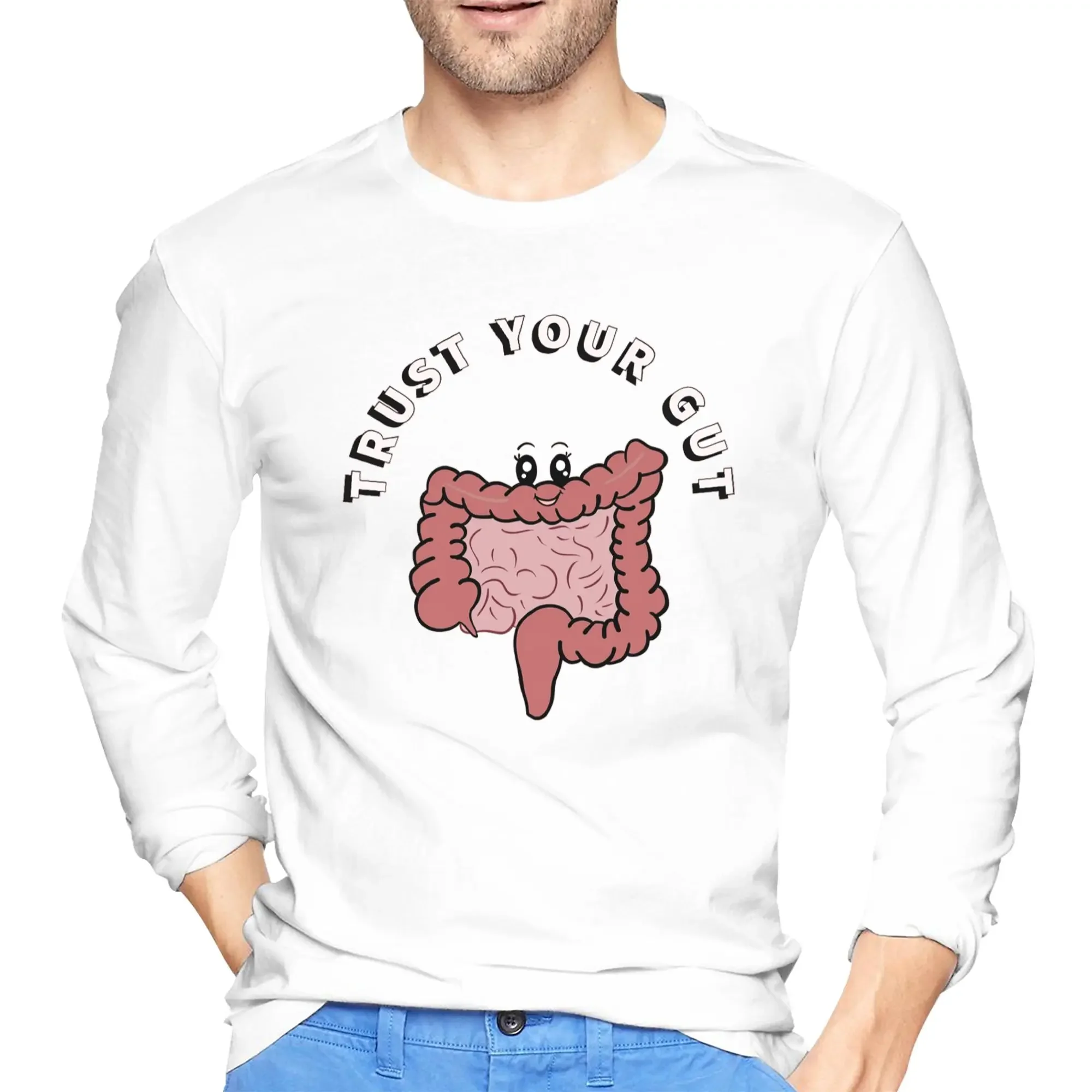 

Trust your gut gastroenterologist doctor Men's Long Sleeved T-shirt Fashion Round Neck T shirts Spring and Autumn Men tops