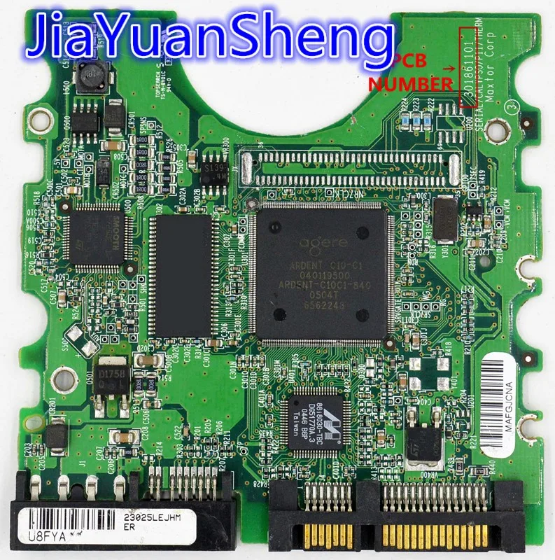 Maxtor Desktop SATA Hard disk circuit board BOARD NUMBER:  301861101 / MAIN CONTROLLER IC : 040119500 , 040111300