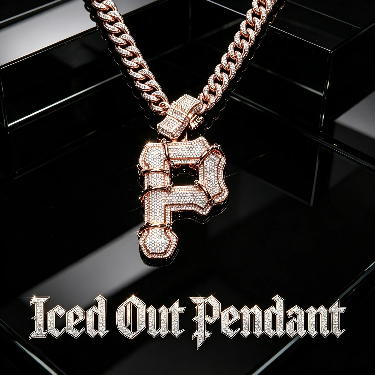 3D Iced Out Hip Hop Barbed Letter P Pendant Micro Pave Cubic Zirconia 18K Gold Plated Rose Gold Thorn Initial Charm Necklace Punk Streetwear Fine Jewelry Gift For Rapper Men Stage Wear Daily Party Custom Luxury Alphabet Bling Pendant Accessory
