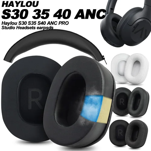 Imagen 1 del producto Almohadillas para auriculares Haylou S30 S35 S40 ANC, almohadillas de repuesto, tela de malla, cubiertas de memoria, esponja, proteína suave