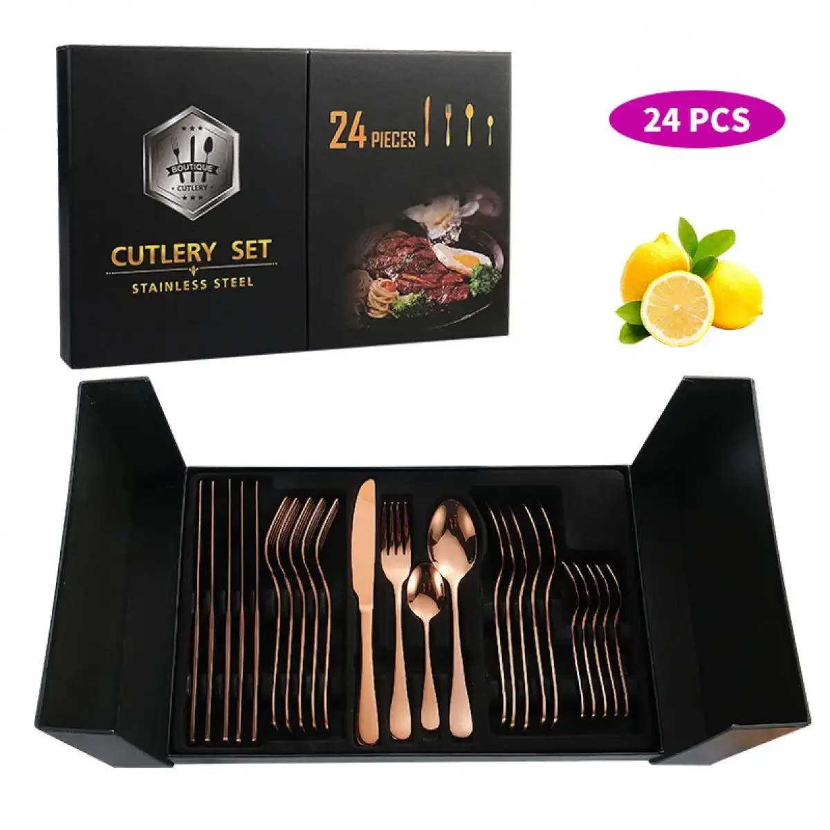 Stainless Steel Tableware 24-piece Set 6-person Western-style Knife, Fork And Spoon Gift Set