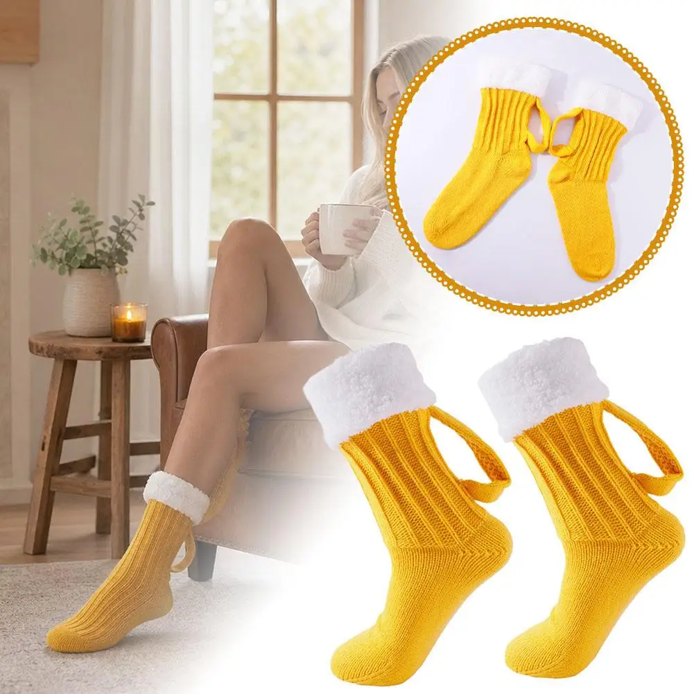 3D Beer Mug Pattern Knitted Socks Christmas Gift Mid Calf Warm Thick Acrylic Funny for Men Women Winter Home Sleep Socks view 2