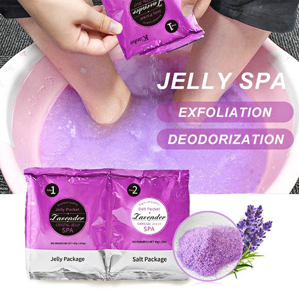 Tuta per la cura dei piedi per pedicure 2 in 1, 10 set di kit per scrub spa con gelatina esfoliante alla lavanda