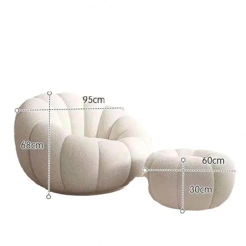 

Relaxing Lounge Chair Tufted Upholstered Creative Cozy Chaise Indoor Decoration Pumpkin Shape Sofa Chair Living Room Lobby Patio