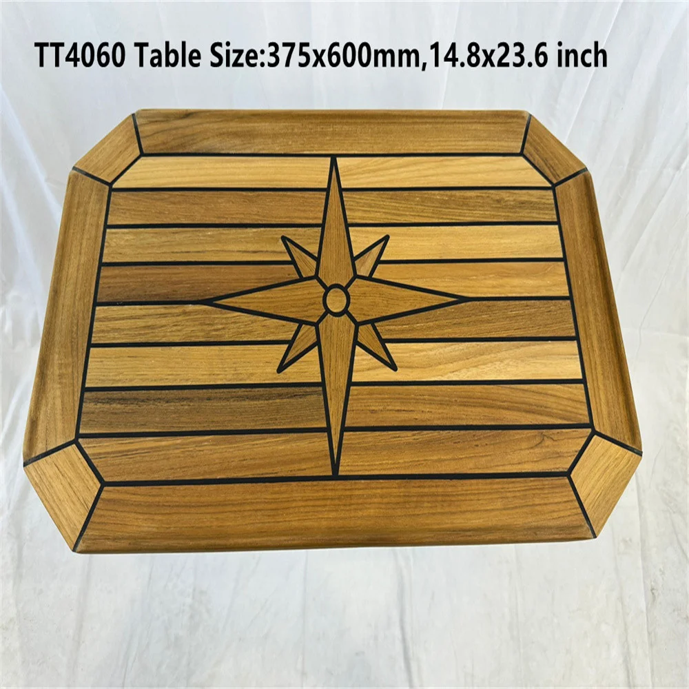 Rectangular Teak Table Top 375x600/510x750/580x900/660x840mm Square Corner Star Inlay Marine Boat Yacht RV