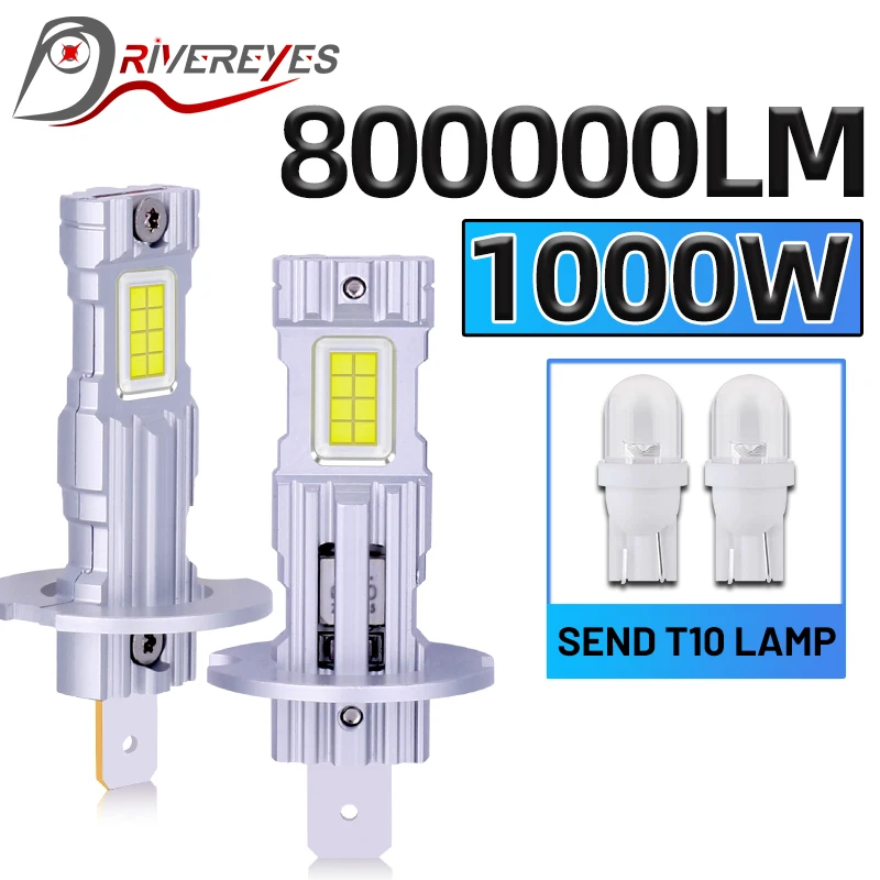 1000W H3 LED Mini 800000LM 6500K White 2PCS Car Light Fog Lamps STG PTF 1: 1 Size CSP Chips Auto DRL Daytime Running Lights 12V