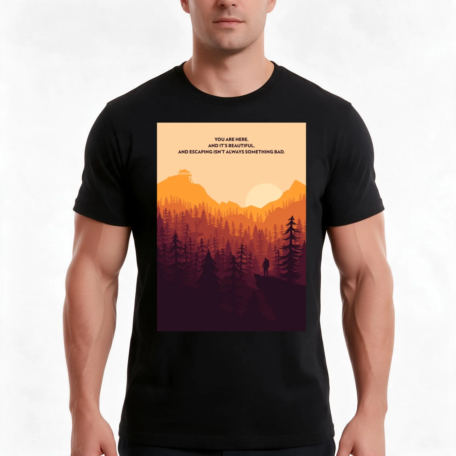 Firewatch Minimalist Quote T-Shirt, Summer Casual Cotton Tee, Oversized Streetwear Tops, Vintage Graphic Print, Unisex Men Women