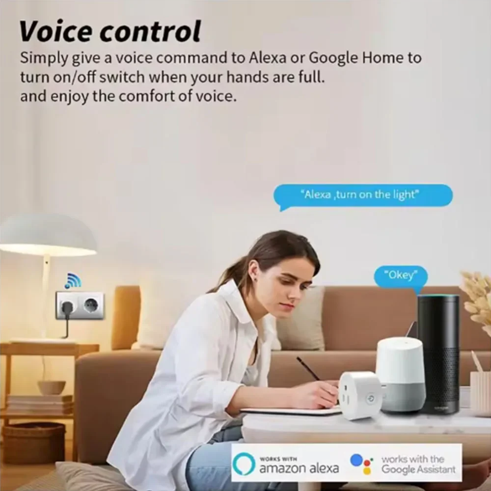 Presa WIFI intelligente Spina americana 10A con funzione di temporizzazione App Controllo remoto Domotica Supporto Alexa Assistente Google Cozylife