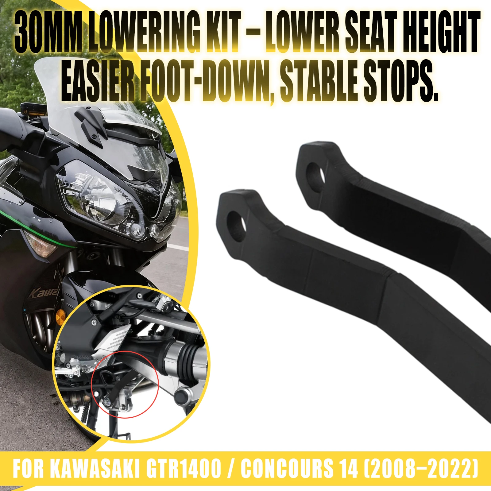 For Kawasaki GTR1400 Concours 14 2008 2009 2010 2011-2022 Linkage Lowering Kit Rear Suspension Cushion Drop Lever Links