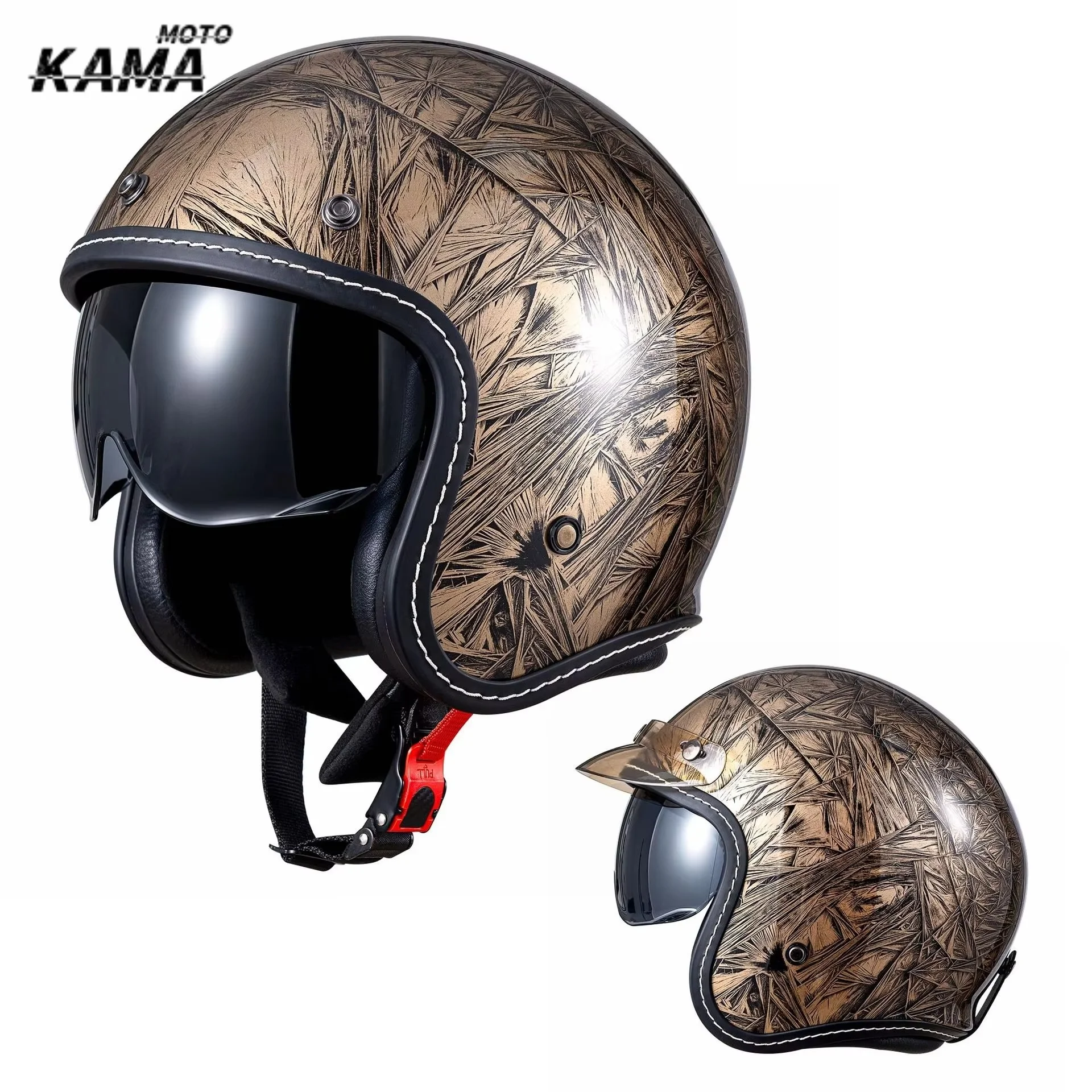 New Motorcycle Riding Helmet Locomotive Lightweight Four Seasons Street Helmet Three-quarters Retro Half Helmet Hat