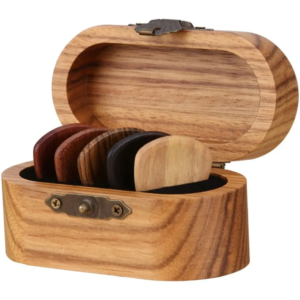 New Wooden Acoustic Guitar Picks Handmade Storage Guitar Pick Wooden Box Holder Container Electric Guitar Picks for Gift