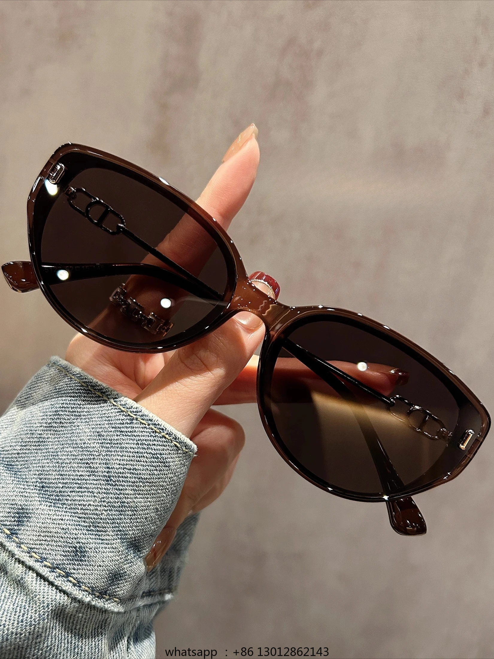 

High definition nylon cat eye sunglasses women's brown anti-UV sunglasses