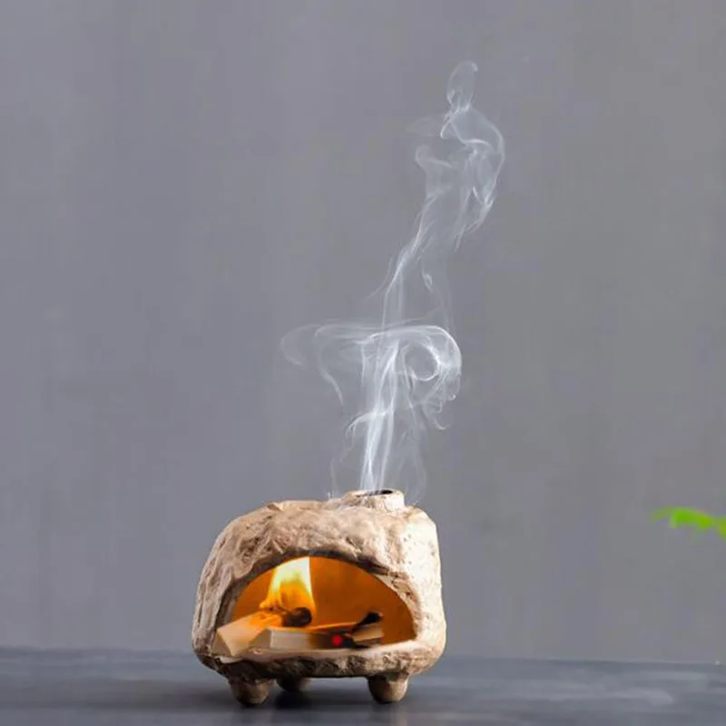 Coarse Pottery Essential Oil Burner Pau Santo Aromatherpay Burner Sandalwood Fragrance Censer Indoor Home Decor