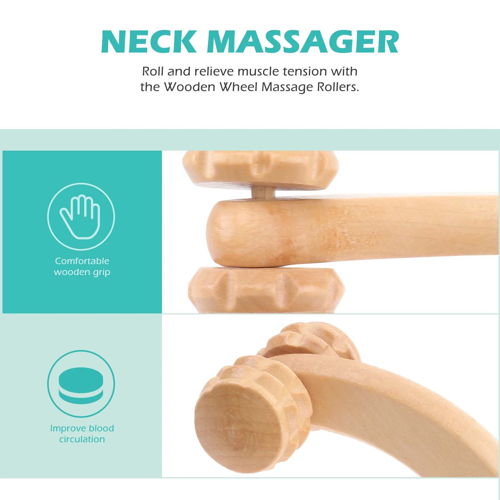 

Full Body Massage Tool Wooden Roller For Neck Shoulder Back Muscle Relief Portable Handheld Massager For Home Office Travel Use