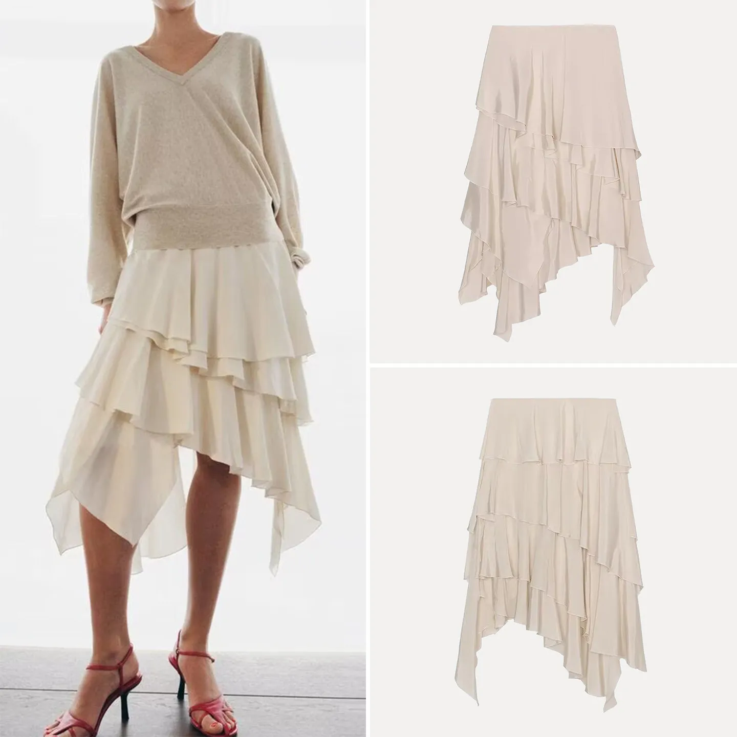 

Весна 2026: Женская модная юбка ZADATA с гладким многослойным декором, струящаяся, А-силуэт, миди, элегантная повседневная модель