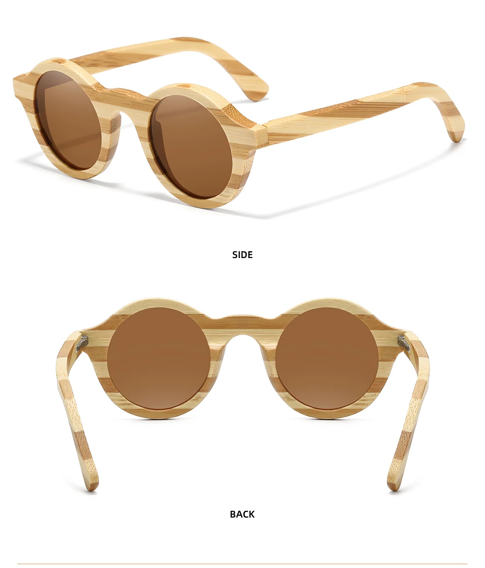 GM Natürliche Zebra Bambus Holz Aduit Sonnenbrille Handgemachte Polarisierte Gläser Spiegel Beschichtung Linsen Brillen Mit Geschenk Box 8620C – Detail 9