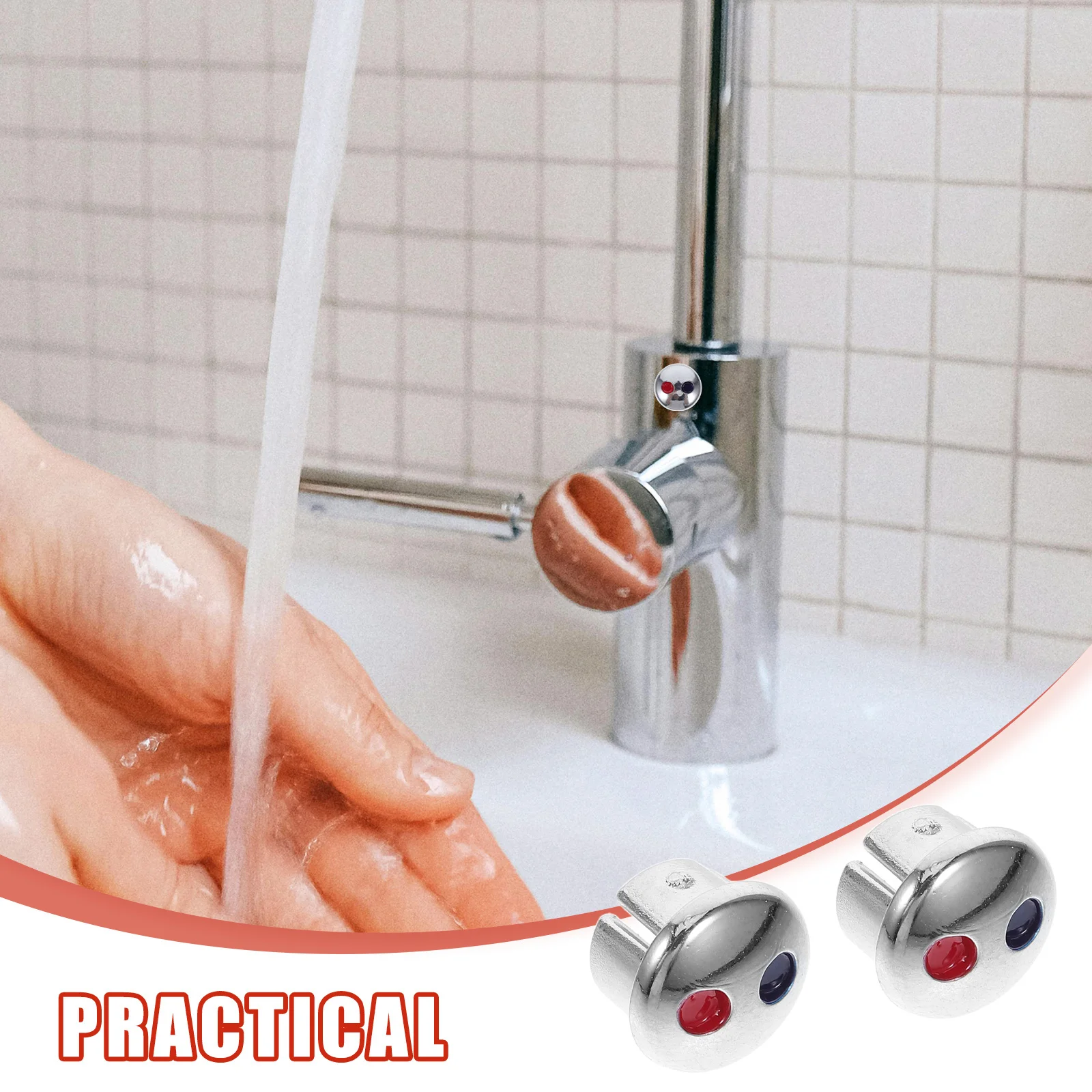 10 Pcs Faucet Logo Hot and Cold Knobs Buttons Shower Replacement Labels Taps Screw Kitchen Handle Markers Abs Water Indicator