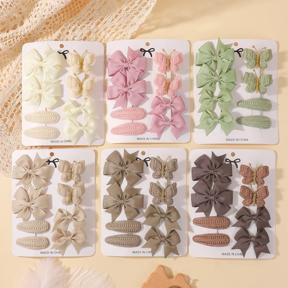 

BABY BOWS 8Pcs/Set Butterfly Hair Clips for Baby Girls Handmade Kniting Hairpin Barrettes Gift Headwear Kids Hair Accessories