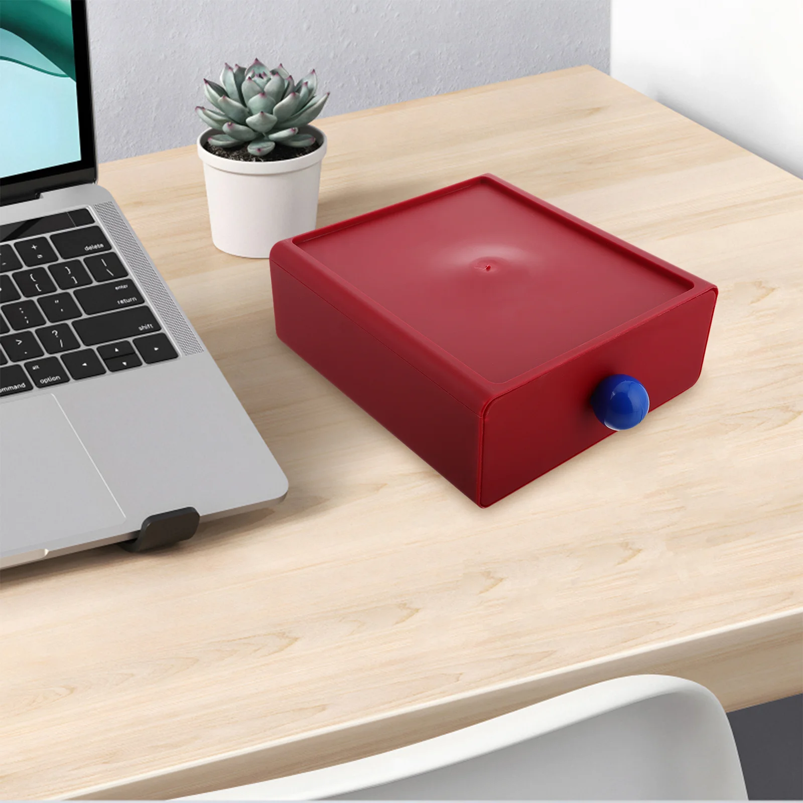 Desktop Organizer Box Red Plastic Drawer Style Stackable Multi Functional Storage Bin for Student Dormitory Office Desk