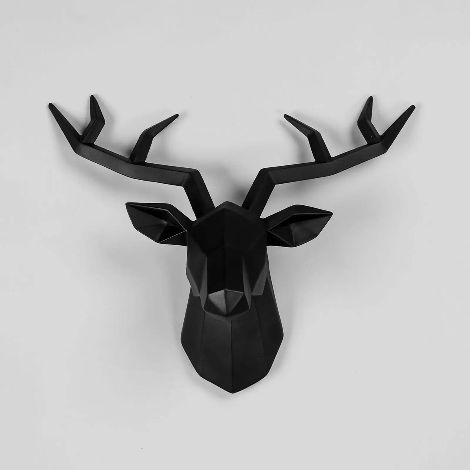 3 Deer Head Sculpture Animal Statue Figurines Wall Mount Modern Elk Ornament Geometrical Antlers Statuette for Bedroom Decor