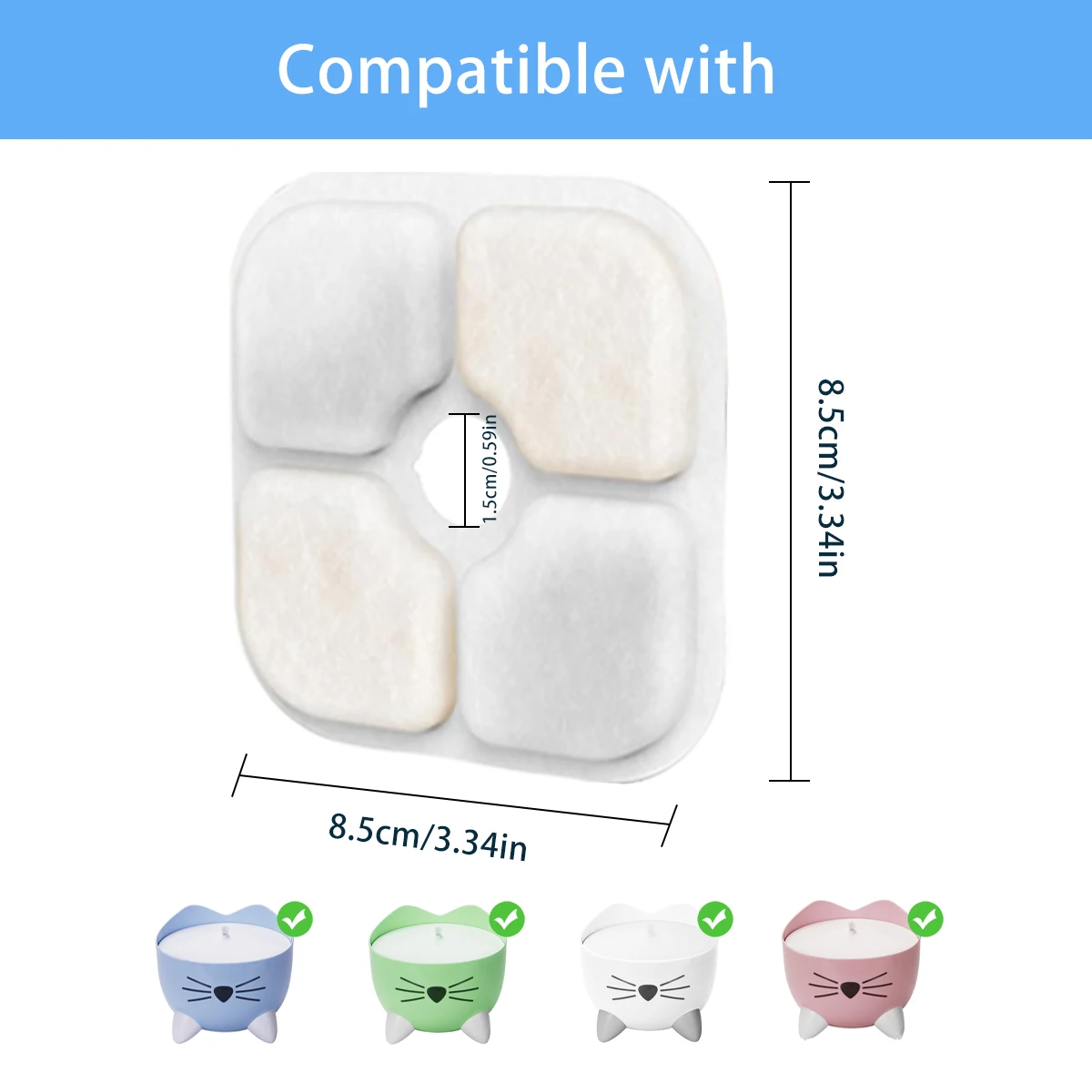 6/8/12/16/24pcs Replacement Activated Carbon Filter Cat Dog Drinking Fountain Replaced Filters for PIXI Water Fountain Dispenser