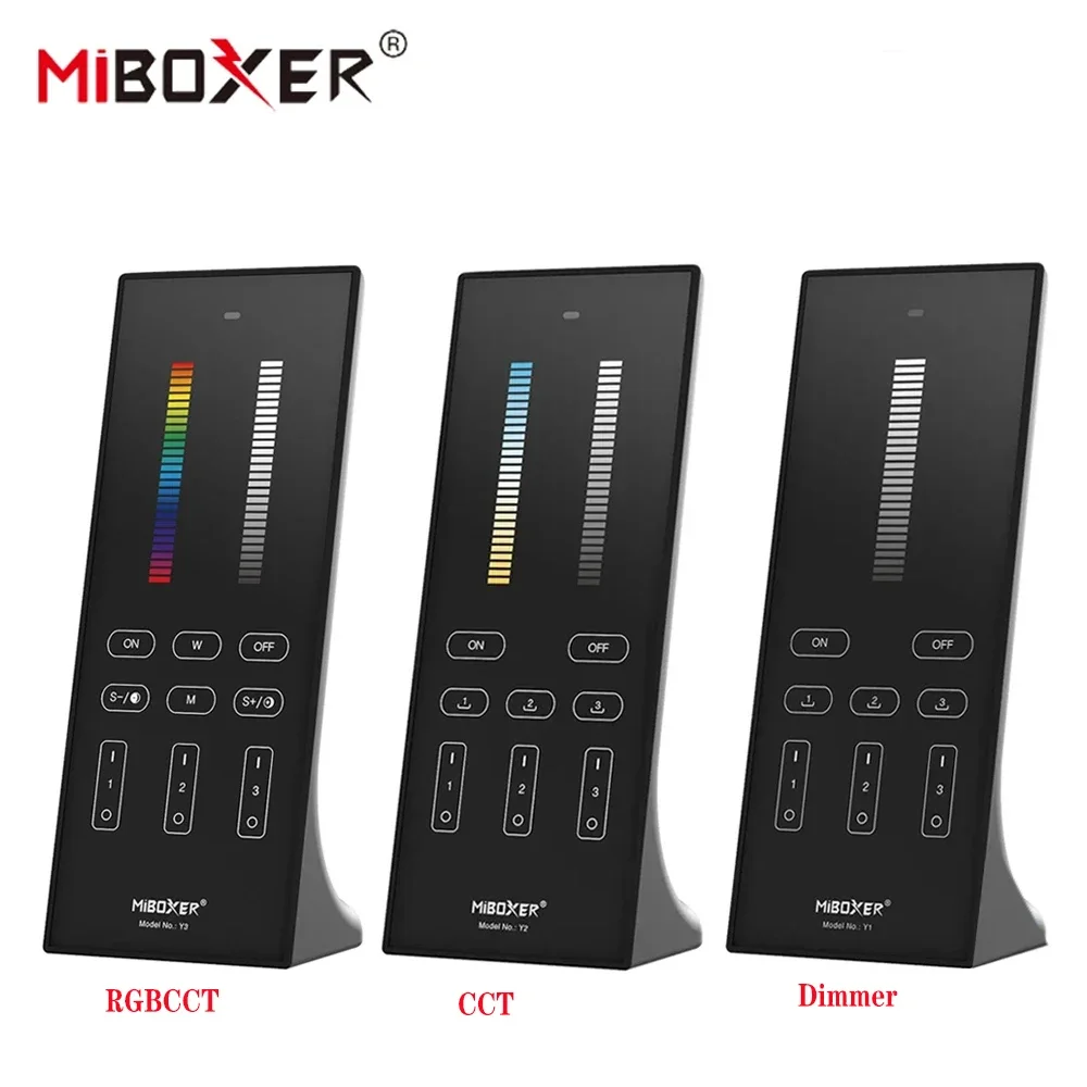 

Miboxer 2.4GHz 3V Remote Controller Y3 RGB+CCT/ Y2 brightness & color temperature /Y3 Single color touch glass Dimmer Switch