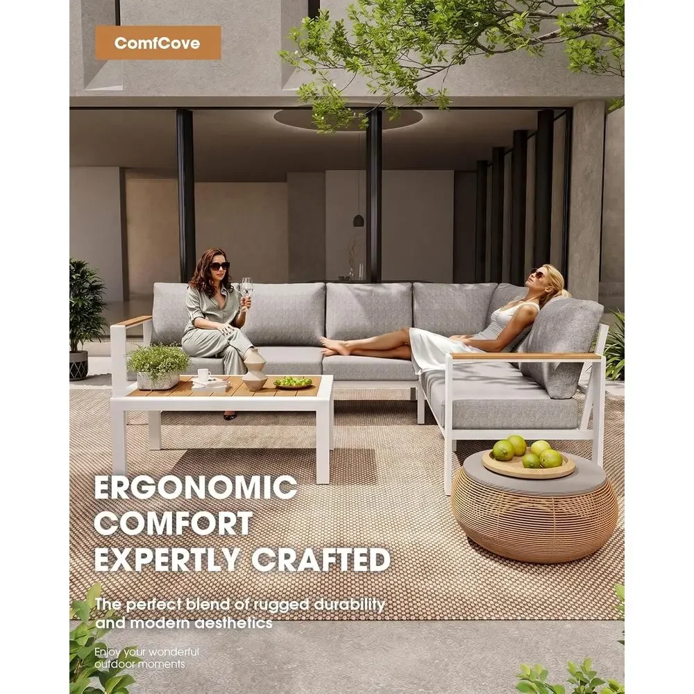 Outdoor Patio urniture Set 6 Seats, Outdoor Sectional Soa Set, Patio Contion Sets with Washable Cushions & Coee Table, Patio urn