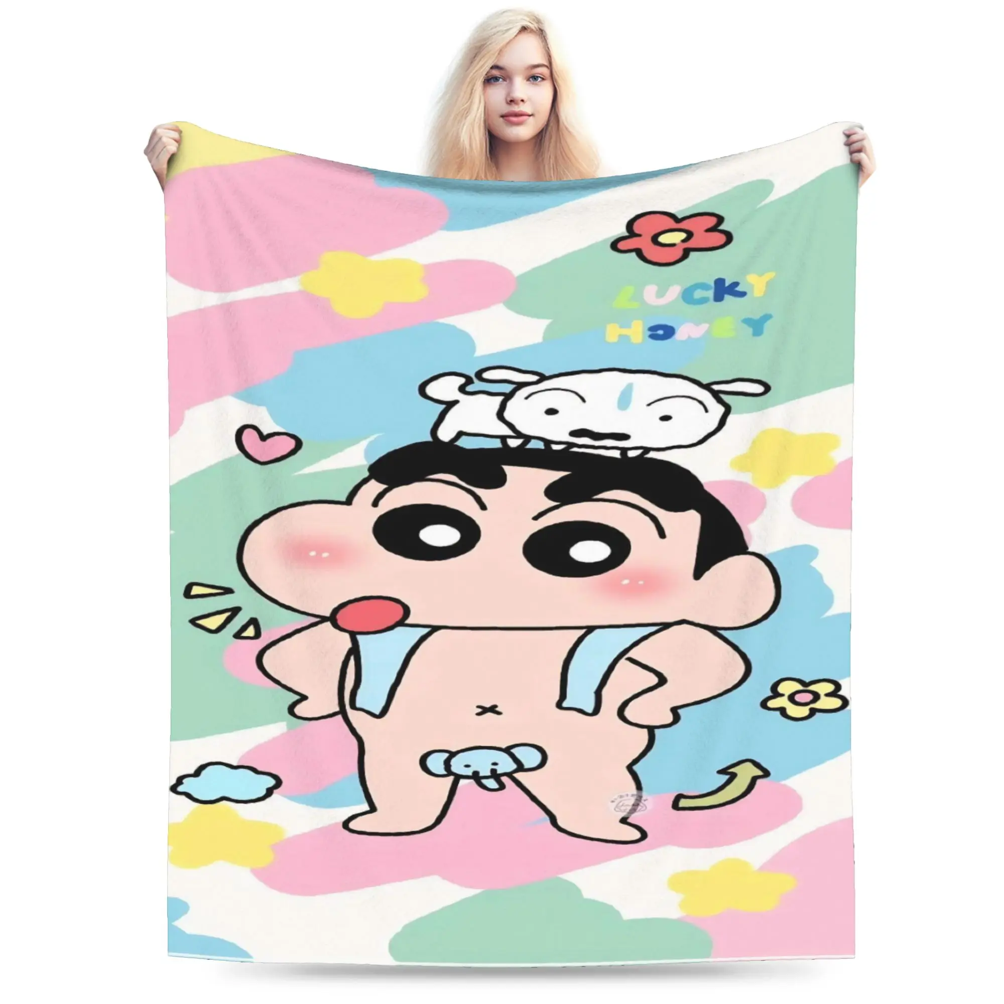 Warm BlanketsGirls Boys Camping S-Shins C-Chans Bedding Throws  Flannel Bedspread For Living Room Funny Sofa Bed Cover