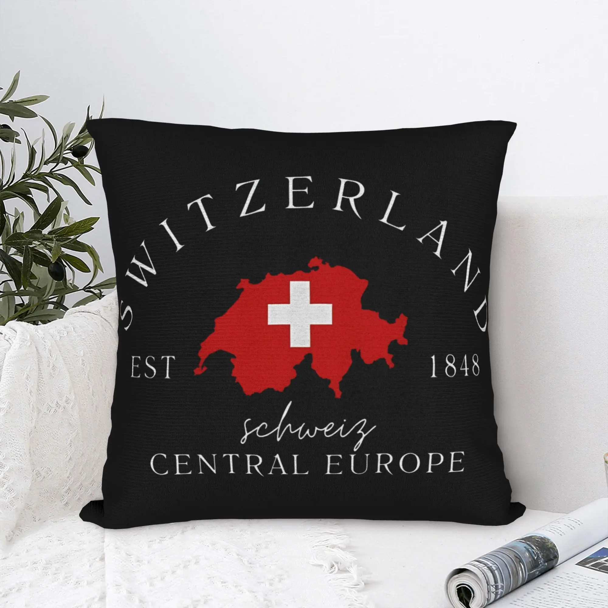 Switzerland Swiss Flag Pillowcase Soft Polyester Cushion Cover Gift Europe Souvenir Pillow Case Cover Seat Zipper