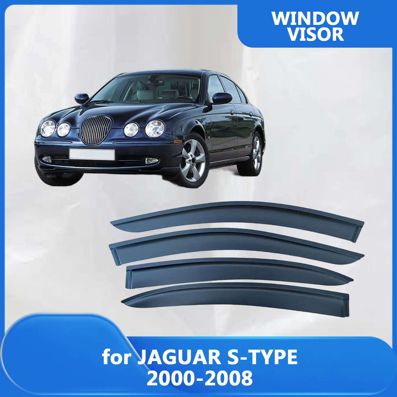 

Window Visor for Jaguar S-Type 2000 2001 2002 2003 2004 2005 2006 2007 2008 Wind Deflectors Rain Guards Door Visor Vent Shades