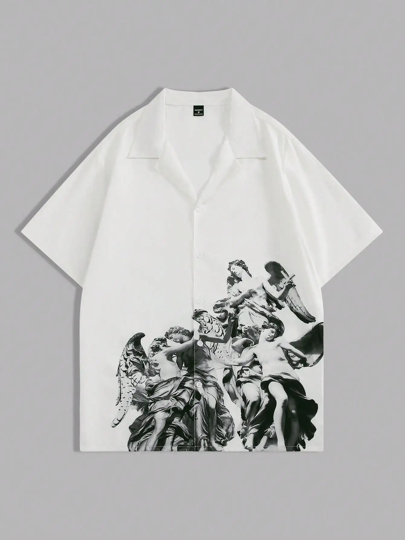 

Men's Oversized Short Sleeve Button-Up Shirt with Classical Art Print