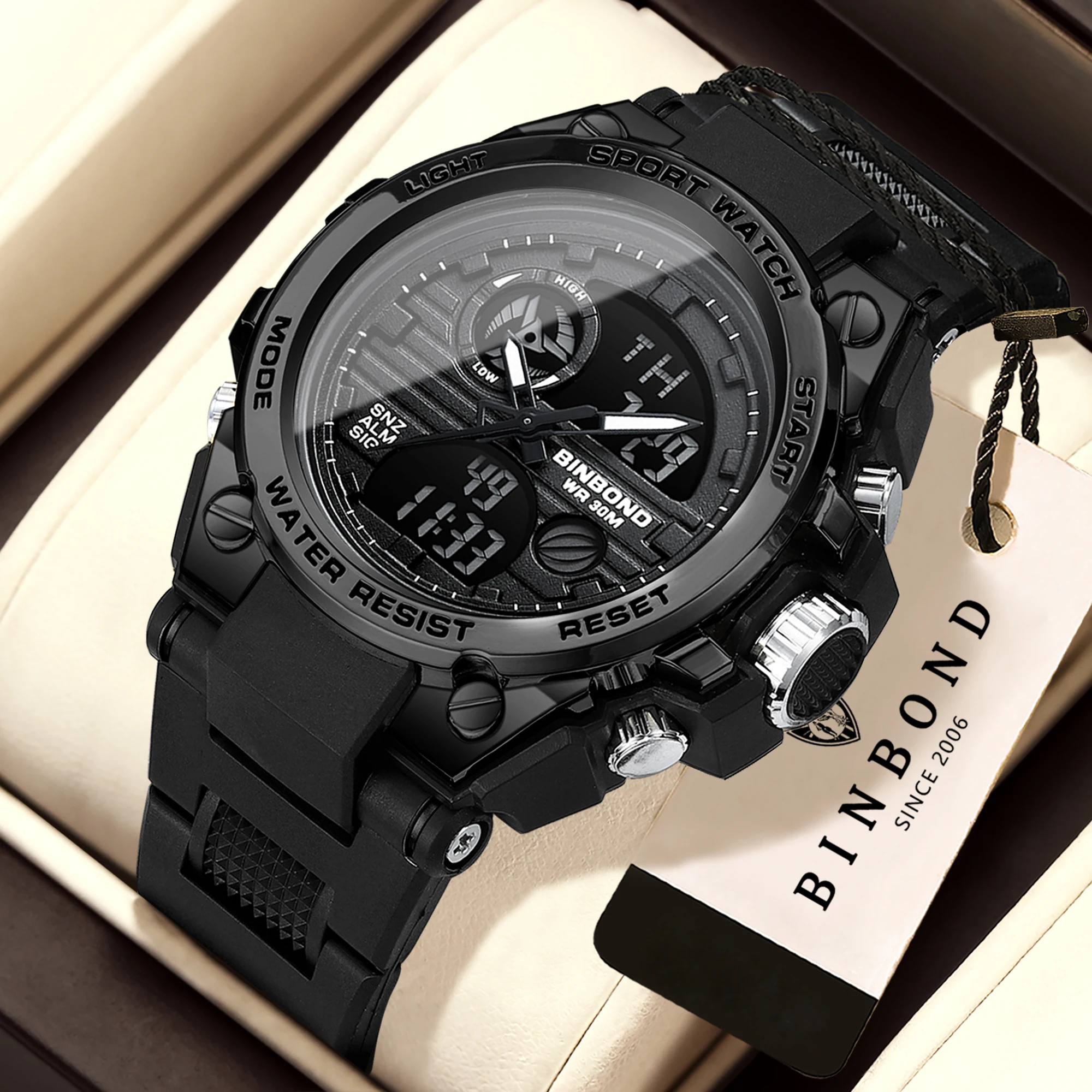 BINBOND Chronograph Quartz Watches For Men Luxury Luminous Waterproof Men's Watch Sports Reloj Festina Hombre +Gift Box