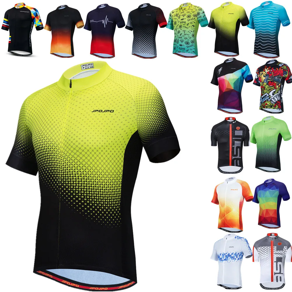 Cycling Jersey Men Bike Top MTB Bicycle Shirt  Mountain Road Riding Clothing Short Sleeve Summer Cyclist biking Blouse Yellow