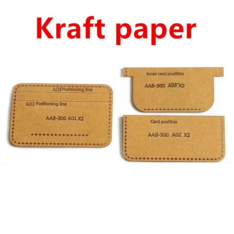 1 Set DIY Leather Handmade Card Holder Double Coin Card Storage Bag Sewing Pattern Hard Kraft Paper Stencil Template 7*10*0.5cm view 3
