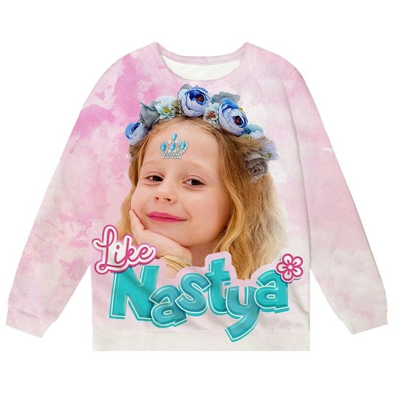 Cute Like Nastya Print Sweatshirts Autumn Pullovers Children Clothes Long Sleeve Casual O-Neck Kids Tops Boys Girls Sweatshirts