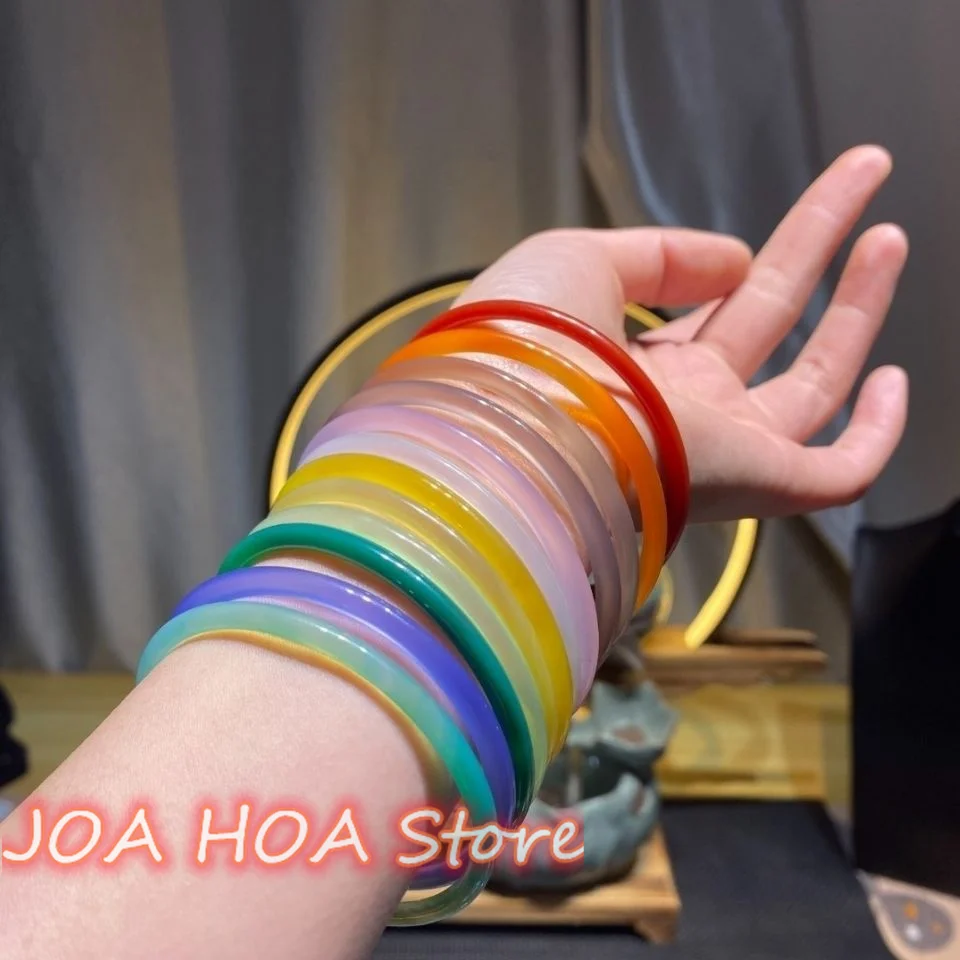 

Latest Set 3pc High Quality Rare Ice Natural Jade Bangle Exquisite Elegant Chalcedony Agate Bracelet Handring Jewelry Free Choic