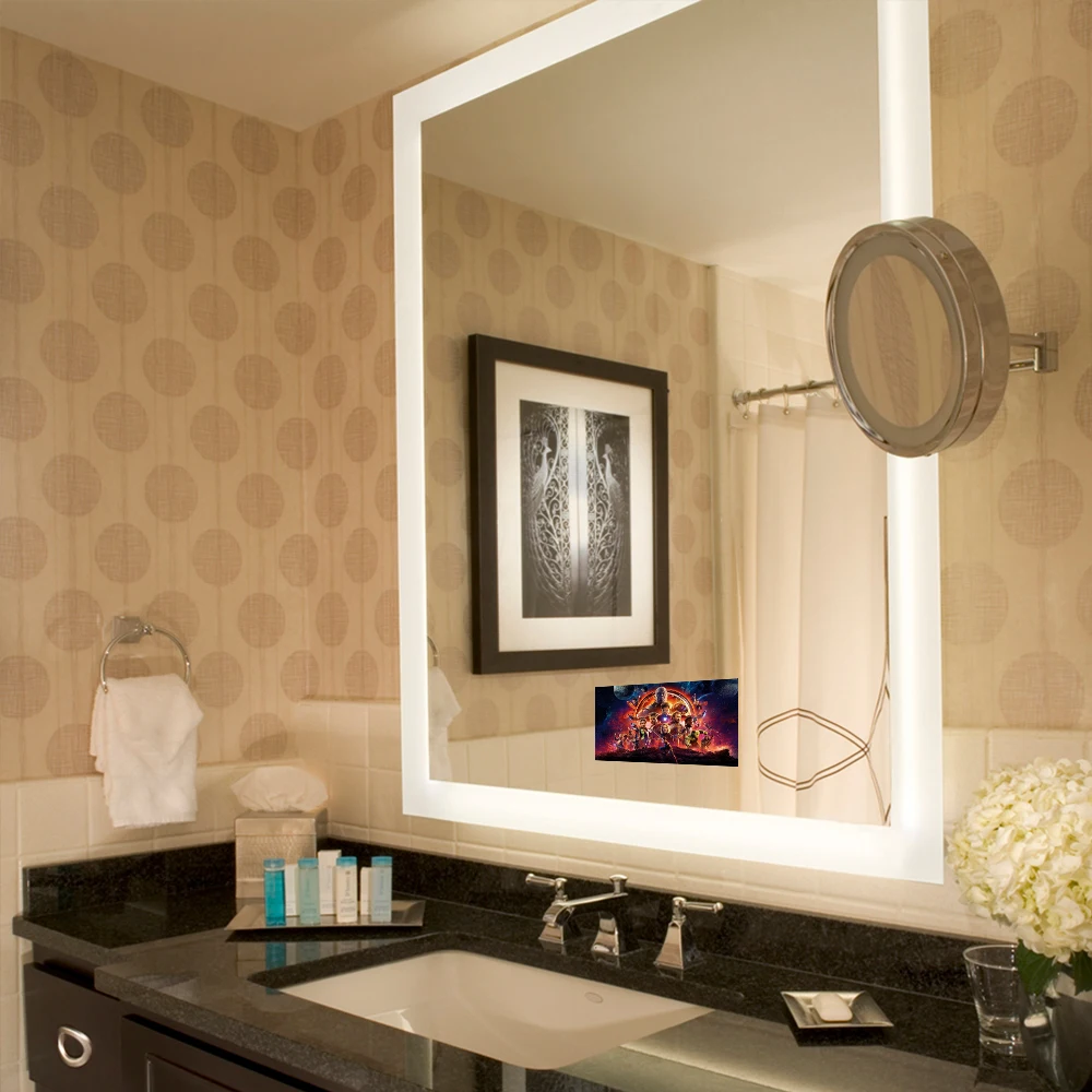 Smart MirrorSmart Mirror Light Hospitality Hotel Salon Customized Size Bathroom Mirror With Led Light