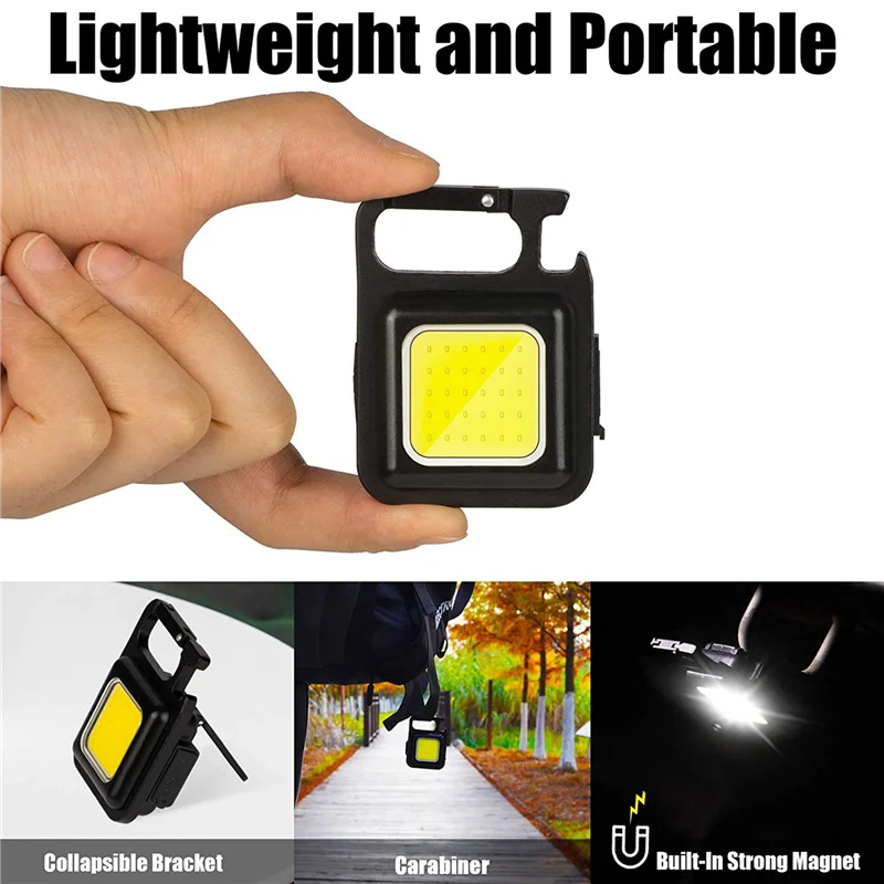 

ABUP-5X COB Flashlight,500Lumen Bright Rechargeable Keychain Flashlight 3 Light Mode With Bottle Opener For Fishing,Camping