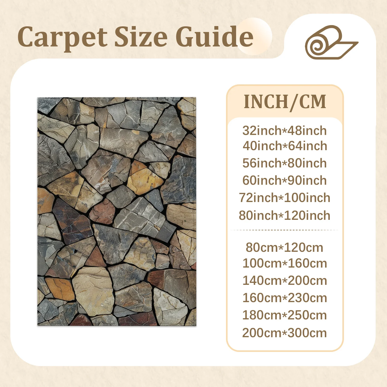Large Indoor Area Rug, Soft Velvet Low Pile Rug with Non-Slip Dotted Backing, Machine Washable Stone Mosaic Pattern in Earthy Gray Tan Tones for Living Room, Bedroom, Entryway