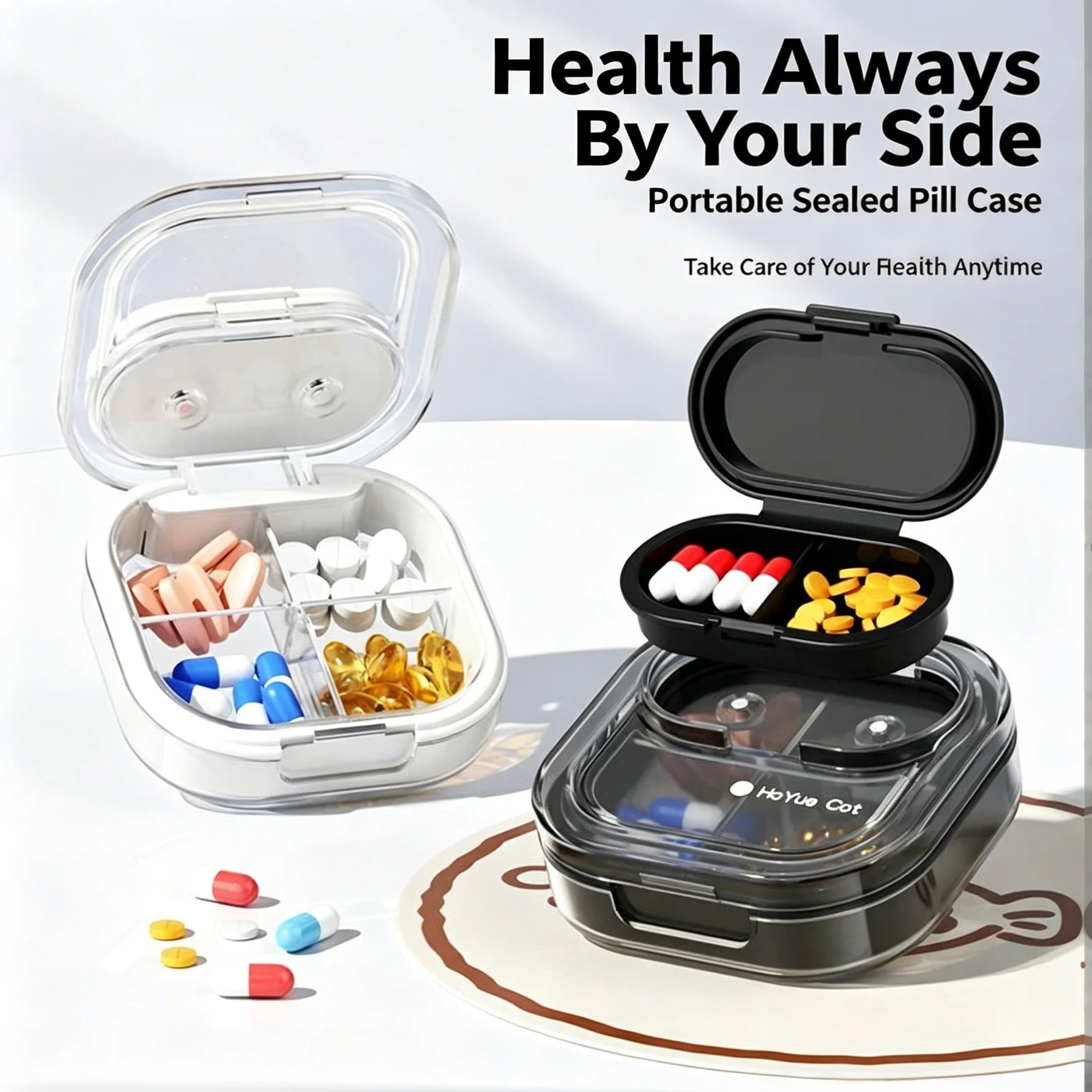 6 Grids Compartment Mini Plastic Pill Case Magnetic Detachable Pill Box Portable Pocket Medicine Organizer for Home Outdoor