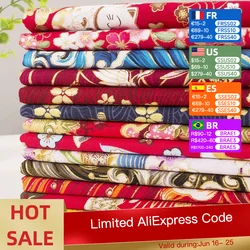 1/2/3M 23Colors Japanese Style Bronzing Cotton Fabric Kimono Clouds Cat Dog Cherry Blossoms Printed Sewing Fabric by the Meter