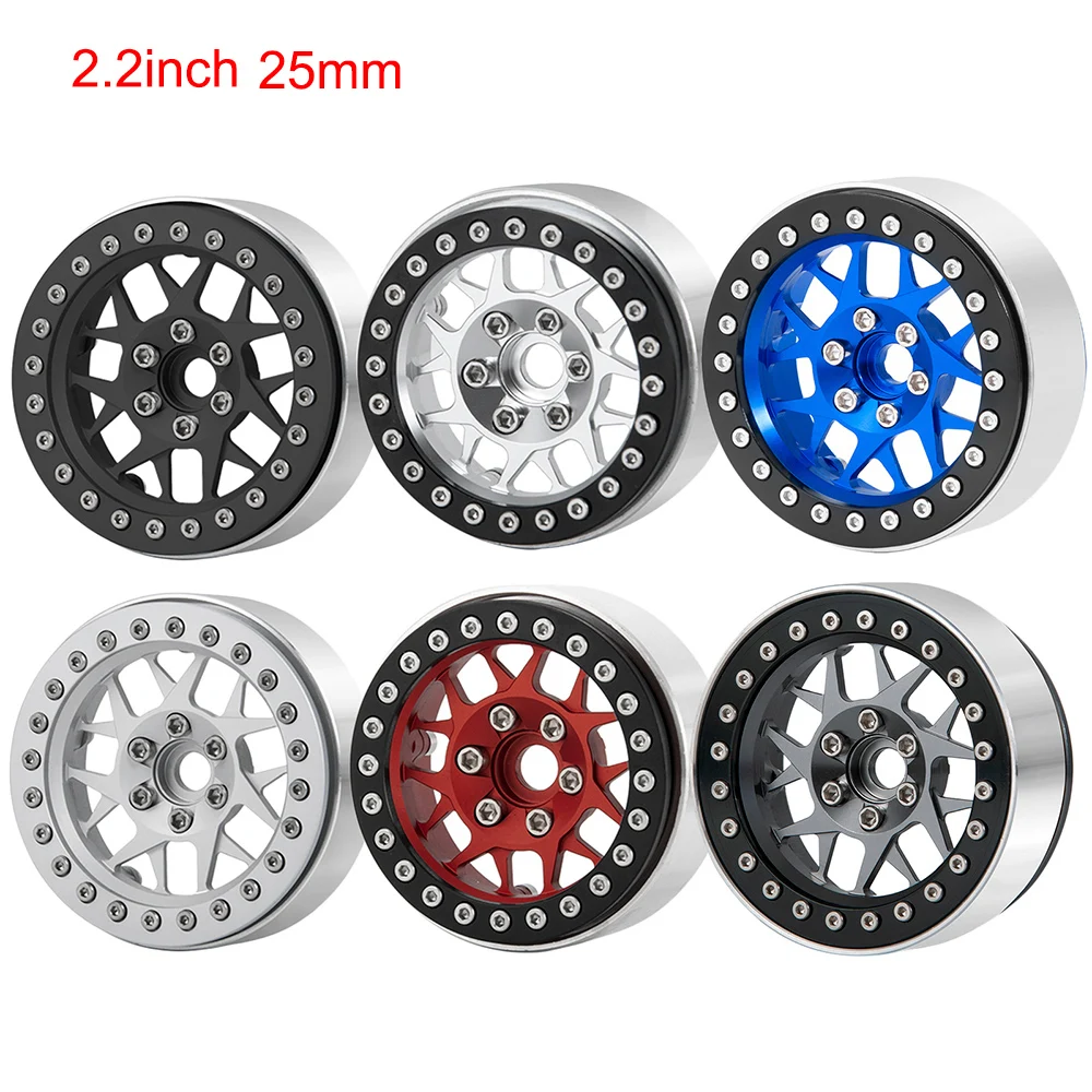 YEAHRUN 4Pcs 1.9/2.2inch Metal Alloy Beadlock Wheel Rims Hubs 25/35mm for Axial SCX10 TRX-4 D90 1/10 RC Car Model Upgrade Parts