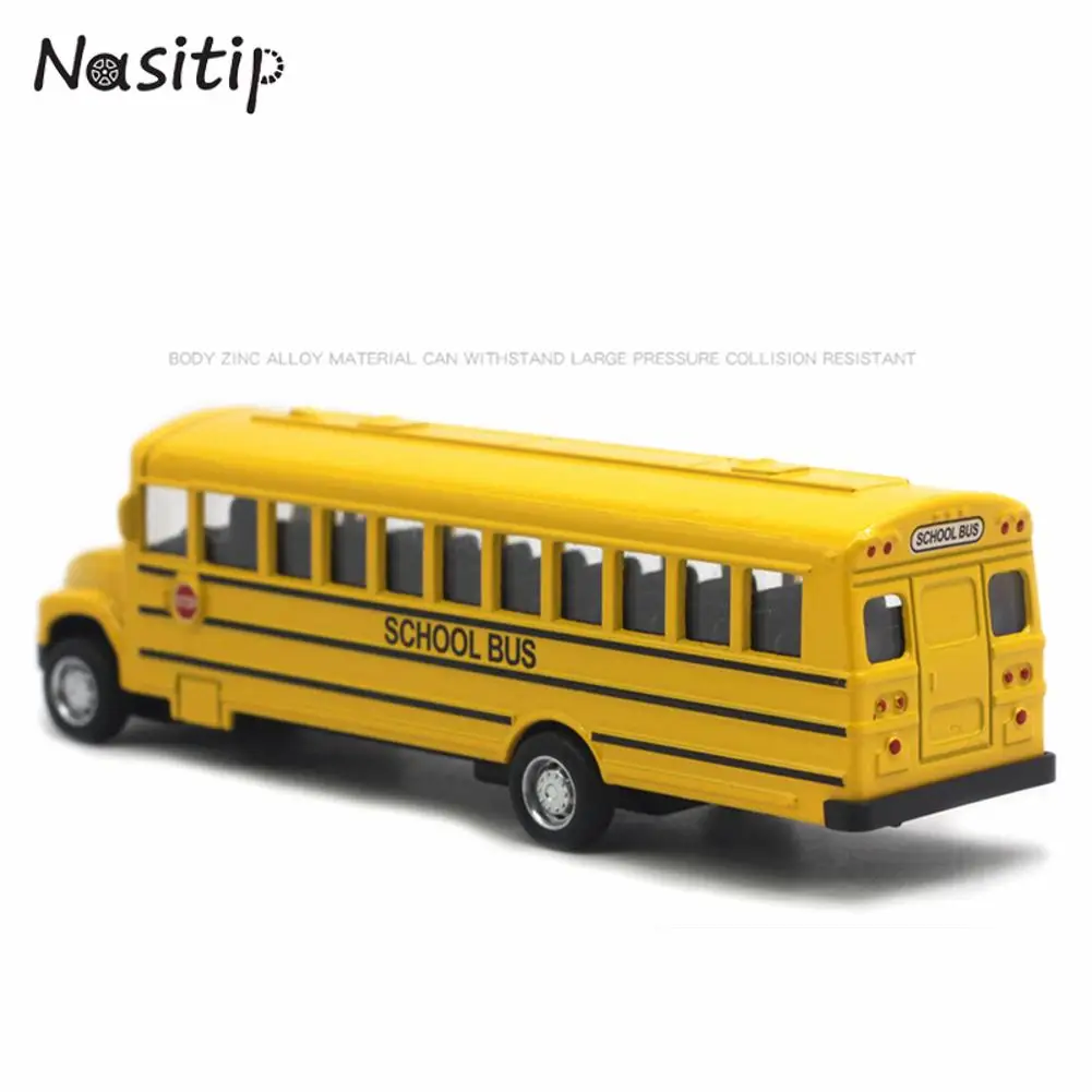 NASITIP 1:43 Alloy Classic  School  Bus  Model 14cm Yellow Children Pull Back Car Toy Decoration