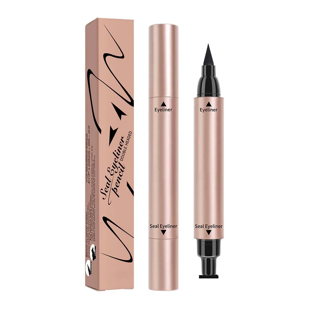 Double Head Color Eyeliner With Stamps Portable Soft Nib Quick Dry Eyeliner Eye Cosmetic