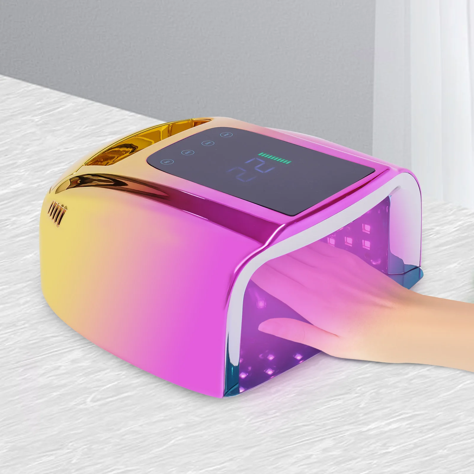 전문가용 충전식 96W UV LED 휴대용 무선 UV 램프 네일 램프 머신 (4단계 타이머 설정 및 스마트 센서 포함)