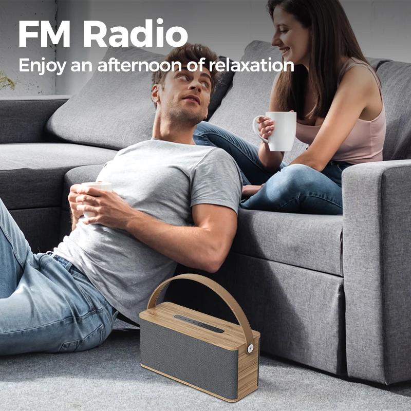 Available Fashion Wooden Portable Media Player Wireless Speaker With Loud Stereo Sound, Indoor Speaker for Bedroom, Living Room