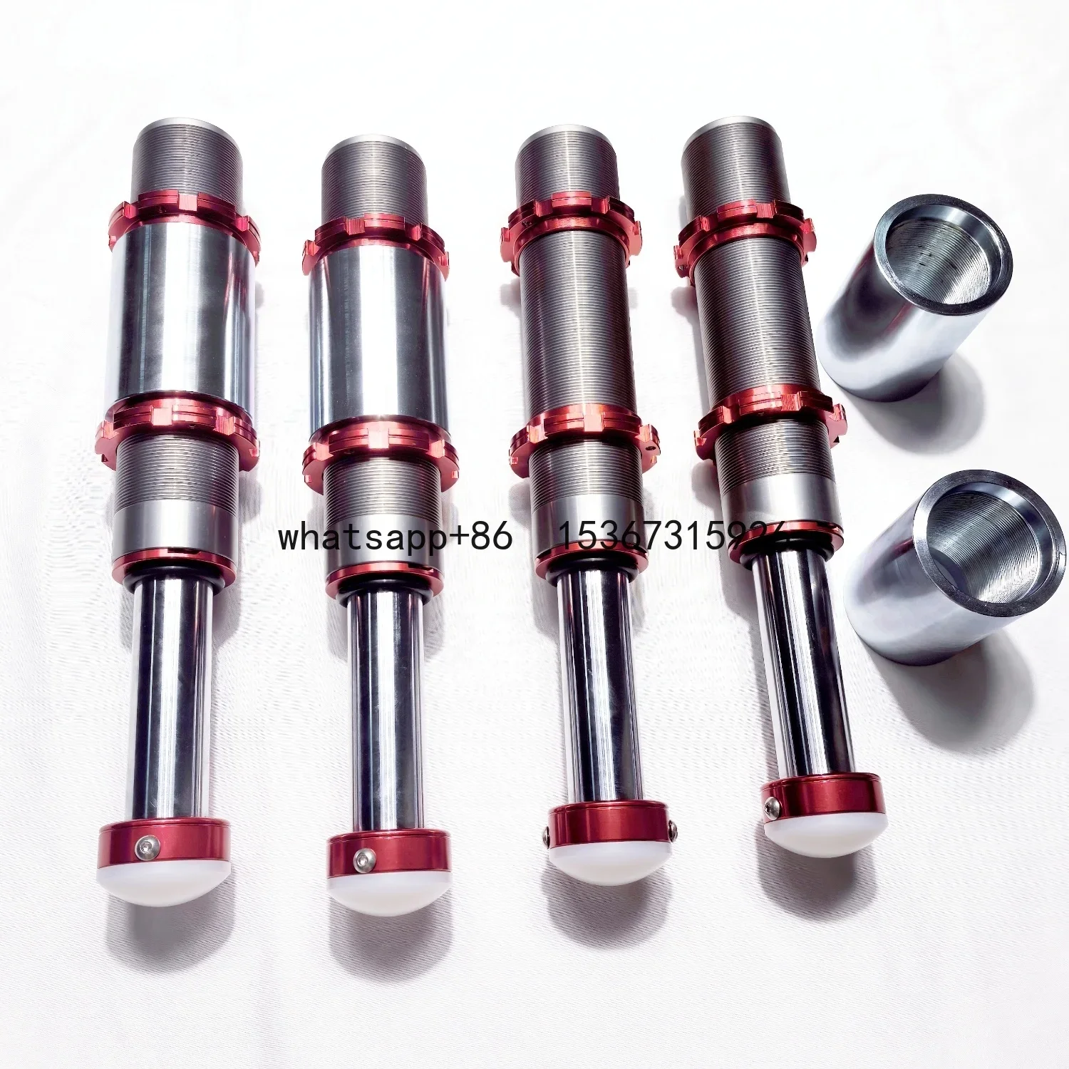 

4 Pieces Adjustable 4-Inch Suspension Shock Absorber for 4x4 Off-Road Front & Rear Red Bumpstop 2 3 4