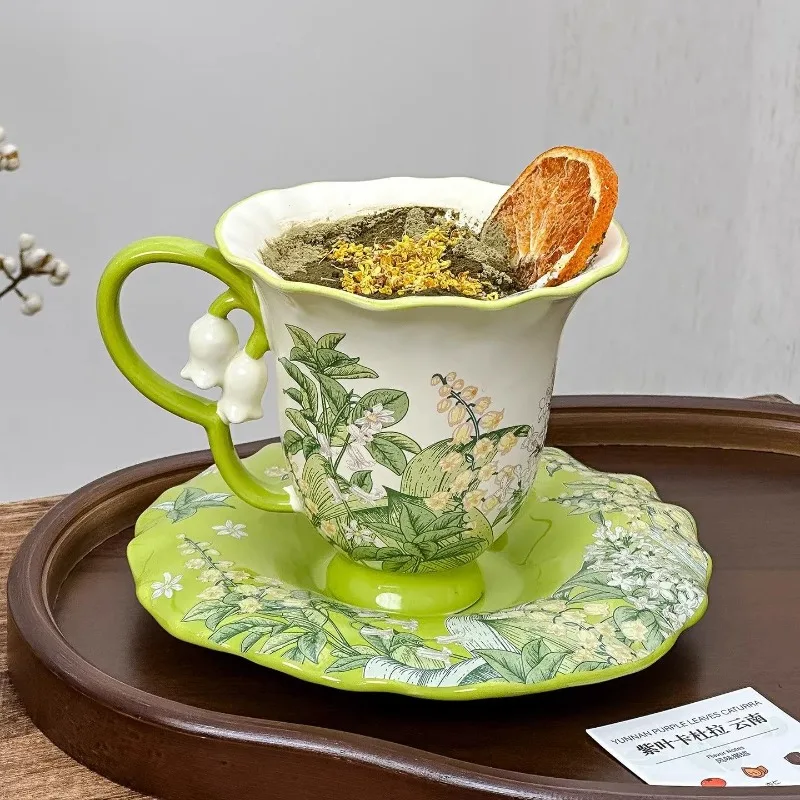 Lily of the valley blooming afternoon tea set - exquisite high-grade ceramic cups, mugs, and coffee cups - view 4