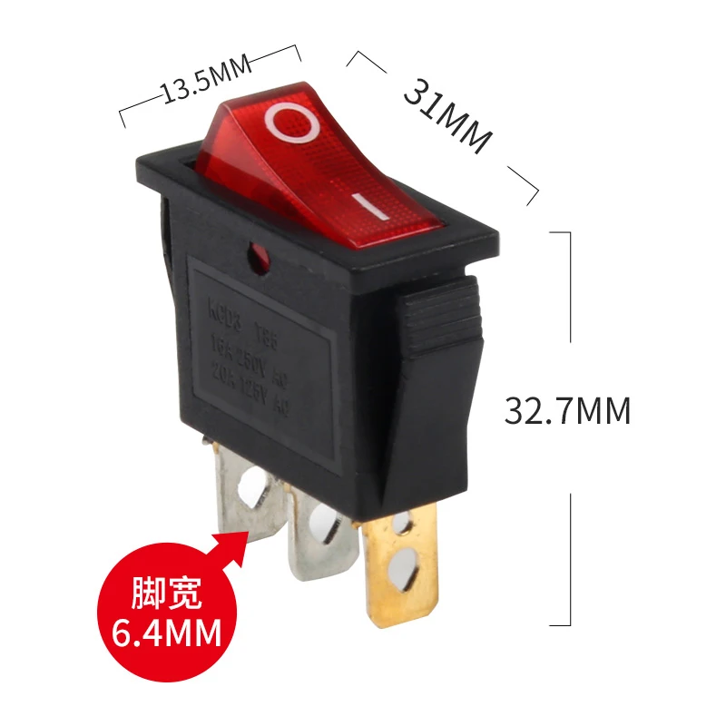 20x AC 250V 15A Red Light ON/OFF 2 Position SPST Snap in Boat Rocker Switch 3 Pin